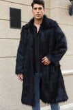 Brun Öppen Front Faux Fur Lång Herrkappa