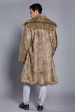 Brun Öppen Front Faux Fur Lång Herrkappa