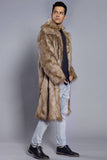 Brun Öppen Front Faux Fur Lång Herrkappa