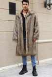 Brun Öppen Front Faux Fur Lång Herrkappa