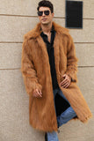 Brun Öppen Front Faux Fur Lång Herrkappa