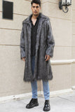 Brun Öppen Front Faux Fur Lång Herrkappa