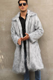Brun Öppen Front Faux Fur Lång Herrkappa