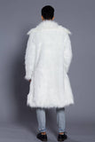 Brun Öppen Front Faux Fur Lång Herrkappa