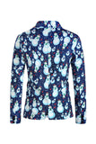 Notched Lapel One Button Blå Snögubbe Tryckta Herrkostymer