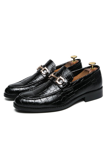 Svarta slip-on läder munkskor mäns skor