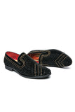 Svarta pärlstavar slip-on party herrskor