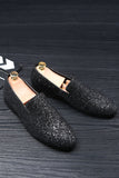 Svarta paljetterade slip-on herrskor