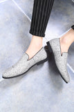 Svarta paljetterade slip-on herrskor