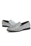 Svarta paljetterade slip-on herrskor
