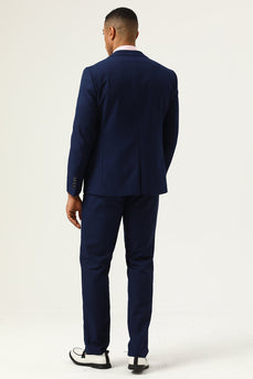 3 stycken Navy Blue Slim Fit Casual Smoking Suits