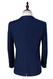 Marinblå 3 Stycken Slim Fit Kostym Herr