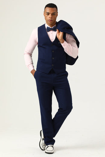 3 stycken Navy Blue Slim Fit Casual Smoking Suits