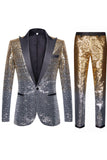 Ombre paljetter för män 2 stycken lila slim fit hakade lapel baldräkter