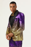 Ombre paljetter för män 2 stycken lila slim fit hakade lapel baldräkter