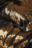 Svart Och Guld Jacquard Paljetter 2-Delade Kostym Herr