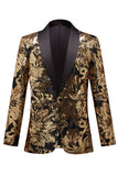 Gyllene blommaformade paljetter Herrblazer