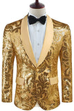 Golden Shawl Lapel Paljetter Blazer för män