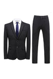 Grå Pinstripe Notched Lapel Herr 2 Stycken Kostym Herr