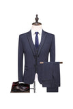 Grå Pinstripe Notched Lapel Herr 2 Stycken Kostym Herr