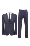 Grå Pinstripe Notched Lapel Herr 2 Stycken Kostym Herr