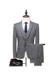 Grå Pinstripe Notched Lapel Herr 2 Stycken Kostym Herr