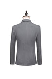 Grå Pinstripe Notched Lapel Herr 2 Stycken Kostym Herr