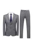 Grå Pinstripe Notched Lapel Herr 2 Stycken Kostym Herr