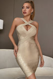 Guld Bodycon Cocktailklänning