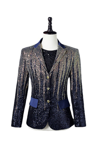 Glitter Navy Paljetter Enkelknäppt herrblazer