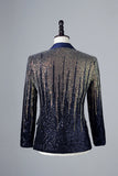 Glitter Navy Paljetter Enkelknäppt herrblazer