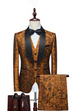 Vit Jacquard Sjal Lapel 3 Stycken Kostym Herr