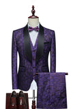 Vit Jacquard Sjal Lapel 3 Stycken Kostym Herr
