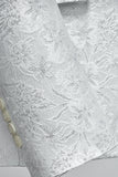 Vit Jacquard Sjal Lapel 3 Stycken Kostym Herr