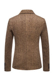 Khaki Tweed En Knapp Hackad Lapel Blazer Herr
