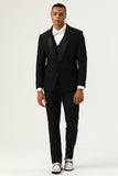 3 Piece Black Shawl Lapel Single Breasted herrdräkter