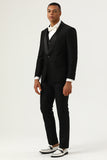 3 Piece Black Shawl Lapel Single Breasted herrdräkter