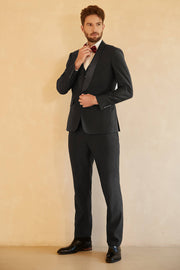 Svart 3-Delad Shawl Lapel Bröllopskostym Herr Tuxedo
