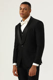 3 Piece Black Shawl Lapel Single Breasted herrdräkter