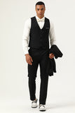 3 Piece Black Shawl Lapel Single Breasted herrdräkter