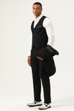 3 Piece Black Shawl Lapel Single Breasted herrdräkter