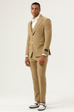 3 Piece Brown Single Breasted Peak Lapel Herrbaldräkter