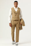3 Piece Brown Single Breasted Peak Lapel Herrbaldräkter