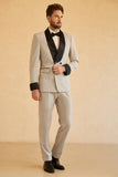 Grå 2-Delad Shawl Lapel Herr Tuxedo