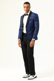 En knapp röd sjal Lapel Jacquard Herrbal kavaj