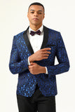 En knapp röd sjal Lapel Jacquard Herrbal kavaj