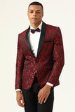 En knapp vit sjal Lapel Jacquard Herrbal Blazer