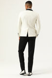 En knapp vit sjal Lapel Jacquard Herrbal Blazer