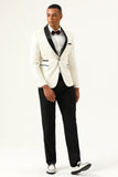 En knapp vit sjal Lapel Jacquard Herrbal Blazer