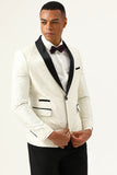 En knapp vit sjal Lapel Jacquard Herrbal Blazer